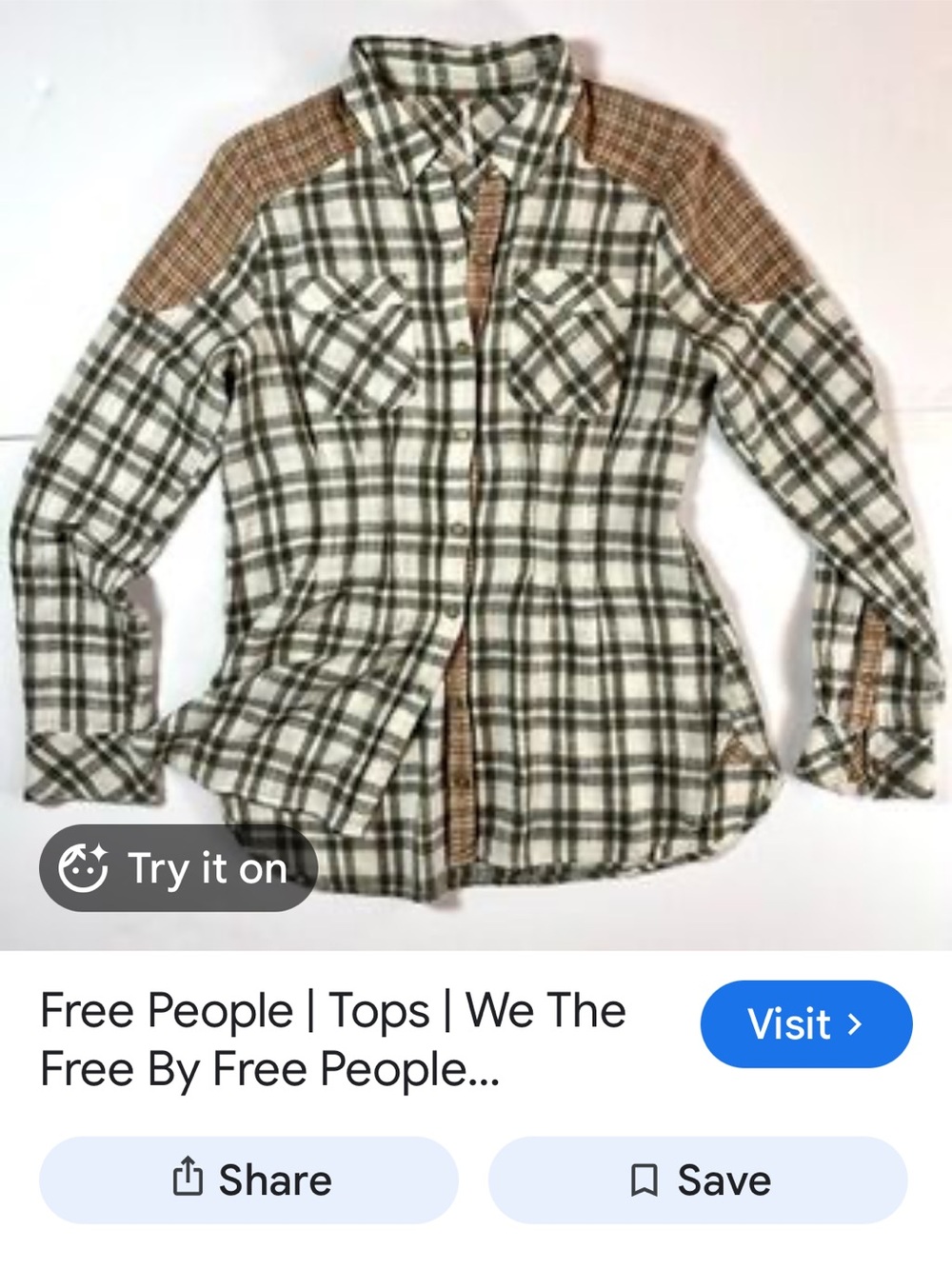 VGUC Free People Catch Up With Me Plaid Button Down Shirt. Size Small.